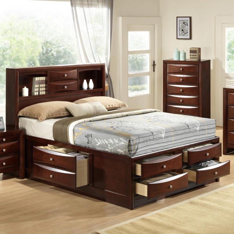 Crown Mark Emily King Bed with Storage B4255-K-HBFB/B4255-K-RAIL/B4255-K-DRW-L/B4255-K-DRW-R IMAGE 1