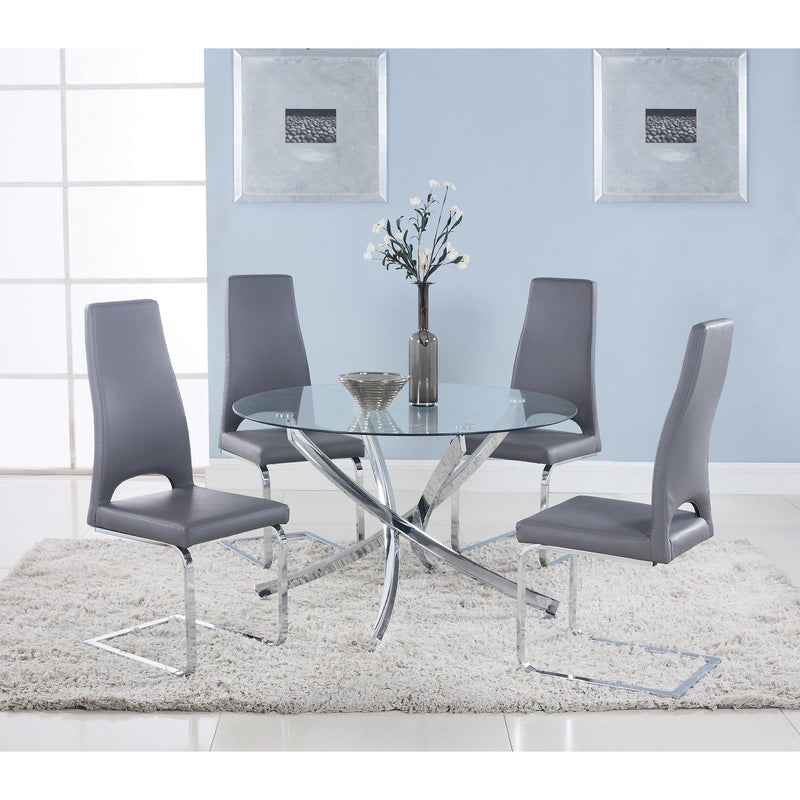 Coaster Furniture Round Beckham Dining Table with Glass Top and Pedestal Base 106440 IMAGE 3