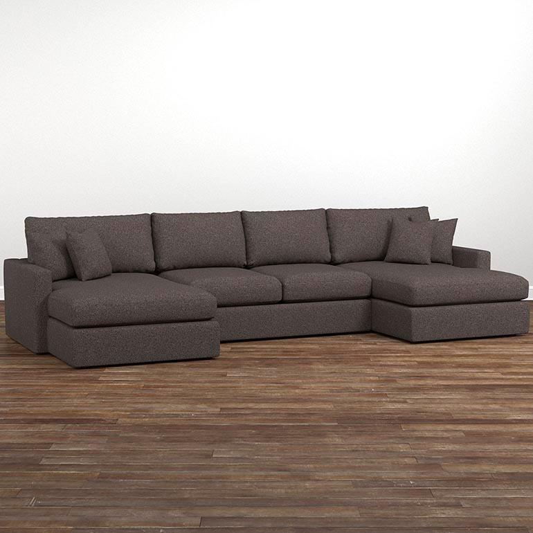 Bassett Allure Fabric Sectional Allure 2611-UCSECT Double Chaise Sectional - Brown IMAGE 1