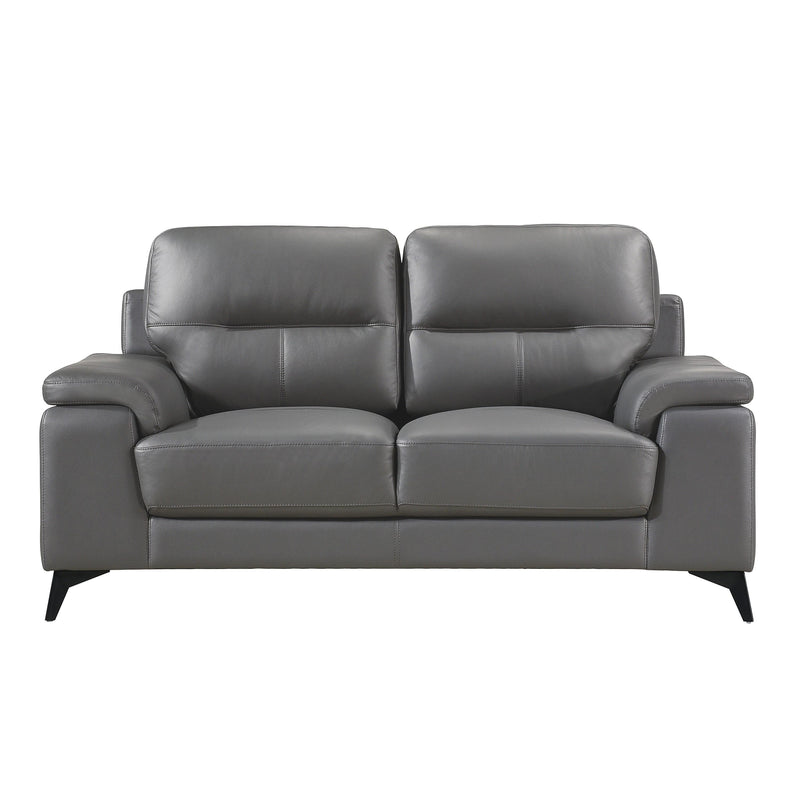 Homelegance Mischa Stationary Leather Match Loveseat 9514DGY-2 IMAGE 1