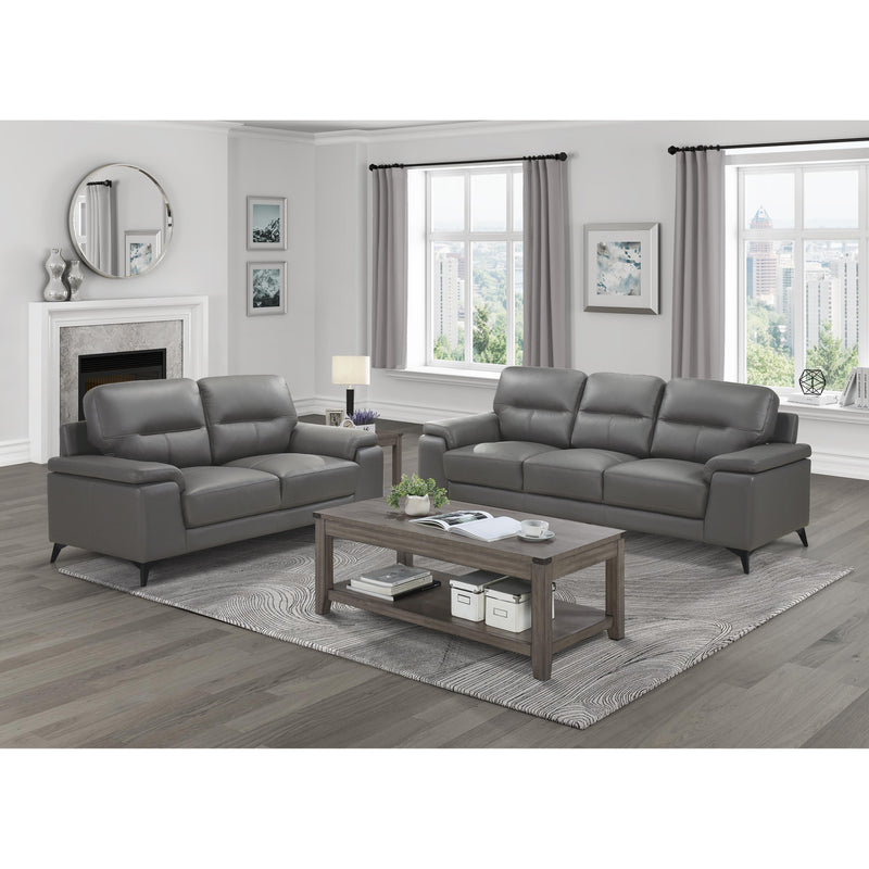 Homelegance Mischa Stationary Leather Match Loveseat 9514DGY-2 IMAGE 3