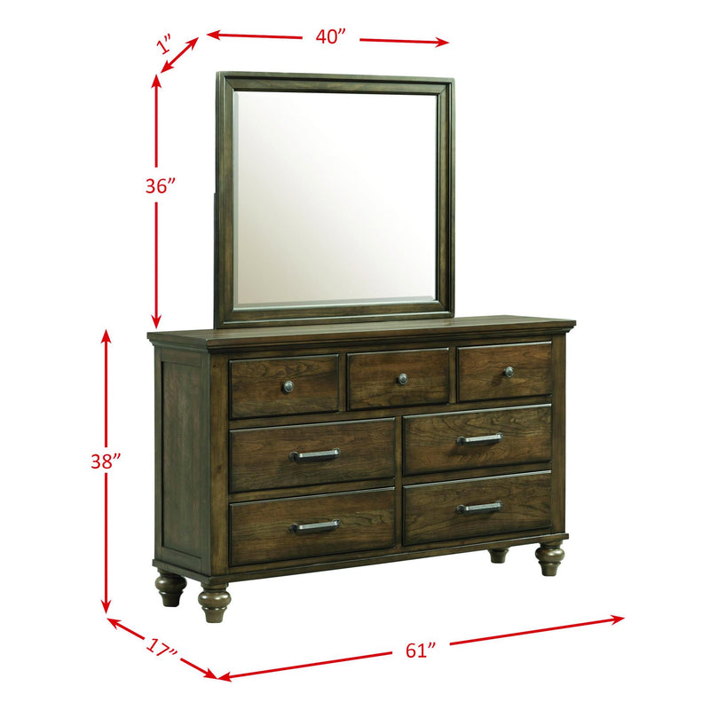 Elements International Chatham Gray 7-Drawer Dresser with Mirror CH600DRMR IMAGE 12
