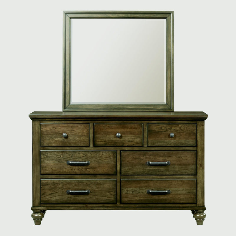 Elements International Chatham Gray 7-Drawer Dresser with Mirror CH600DRMR IMAGE 2