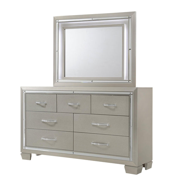 Elements International Platinum 7-Drawer Dresser with Mirror LT100DRMR IMAGE 1
