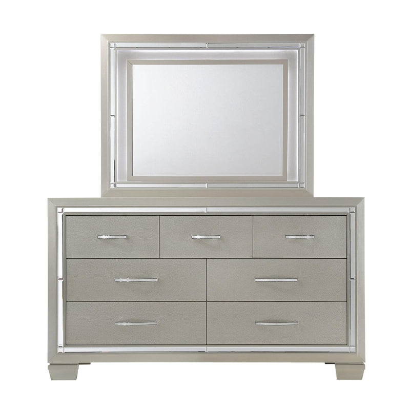 Elements International Platinum 7-Drawer Dresser with Mirror LT100DRMR IMAGE 2