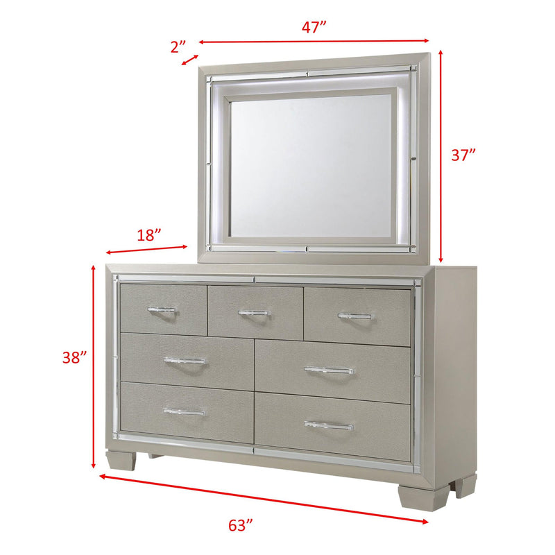 Elements International Platinum 7-Drawer Dresser with Mirror LT100DRMR IMAGE 9