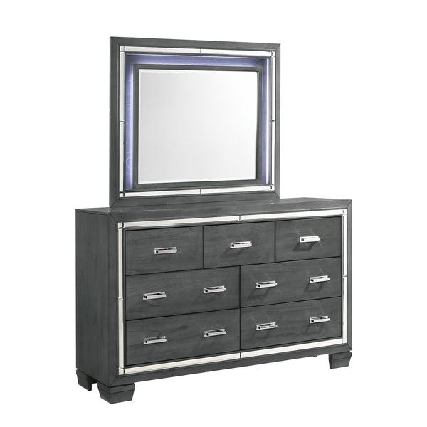 Elements International Titanium 7-Drawer Dresser with Mirror TT100DRMR IMAGE 1