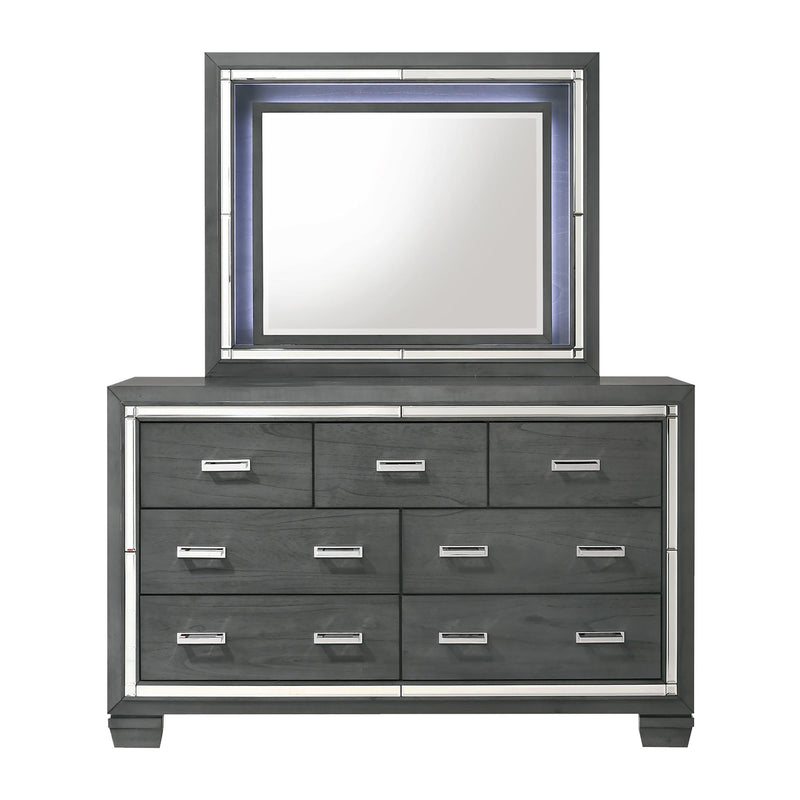 Elements International Titanium 7-Drawer Dresser with Mirror TT100DRMR IMAGE 2