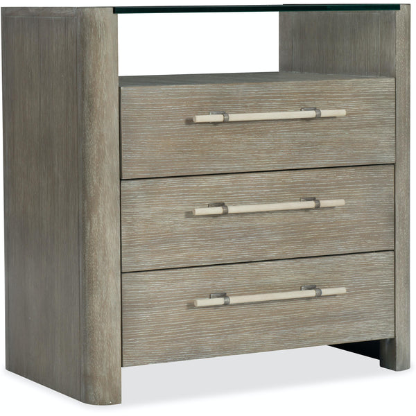 Hooker Furniture 6050-90016-GRY Affinity Three-Drawer Nightstand IMAGE 1