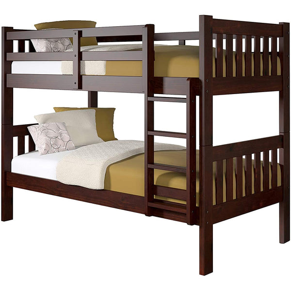 Donco Trading Company 1010-3TTCP Twin over Twin Mission Bunk Bed - Dark Cappuccino IMAGE 1