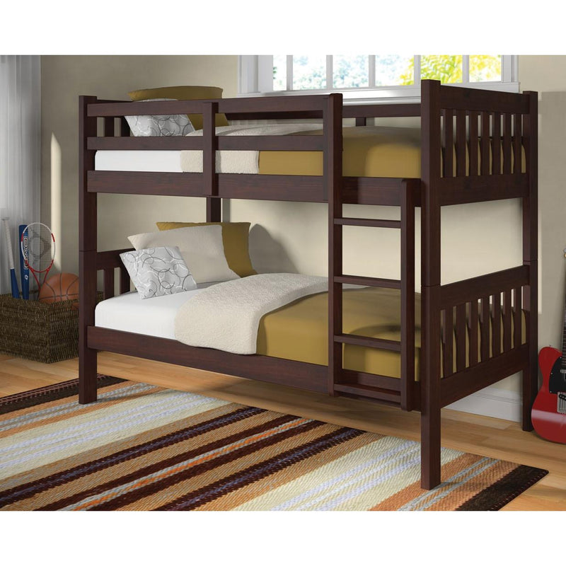 Donco Trading Company 1010-3TTCP Twin over Twin Mission Bunk Bed - Dark Cappuccino IMAGE 2