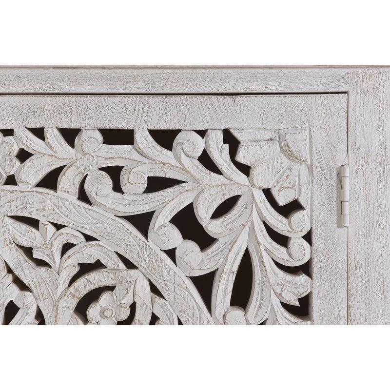 Coast2Coast Dahlia 53426 White 2 Door Accent Storage Cabinet with Floral Carved Door Fronts IMAGE 5