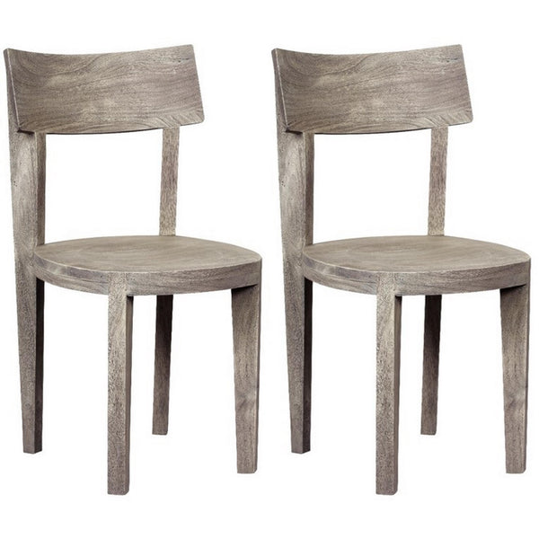 Coast2Coast Stone 53437 Set of 2 Solid Acacia Wood Round Seat Dining Chairs IMAGE 1
