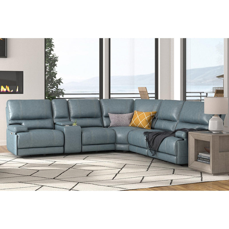 Parker Living Whitman Power Reclining Leather Match 6 pc Sectional MWHI#810P-P50-VAZ/MWHI#811LPH-P50-VAZ/MWHI#811RPH-P50-VAZ/MWHI#840-P50-VAZ/MWHI#850-P50-VAZ/MWHI#860-P50-VAZ