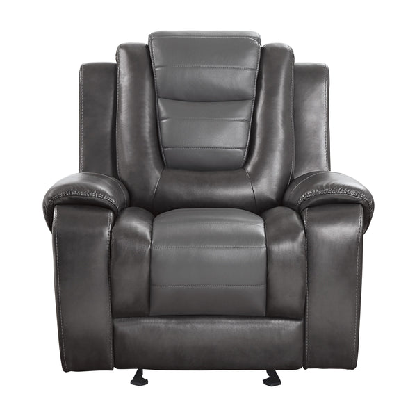 Homelegance Briscoe Glider Leather Look Recliner 9470GY-1 IMAGE 1