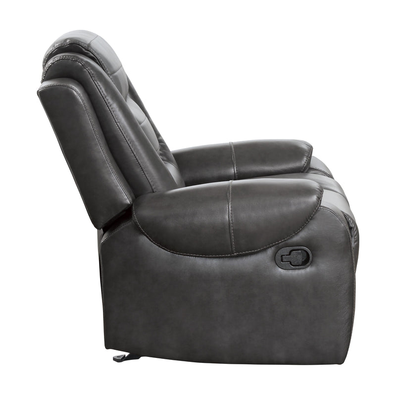 Homelegance Briscoe Glider Leather Look Recliner 9470GY-1 IMAGE 3