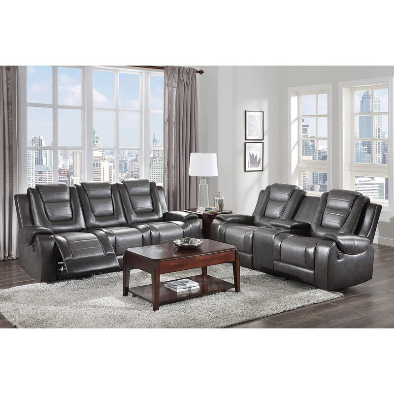 Homelegance Briscoe Reclining Leather Look Loveseat with Console 9470GY-2 IMAGE 6