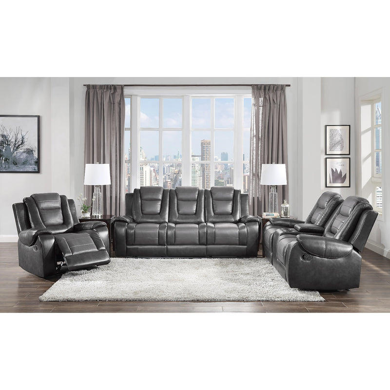 Homelegance Briscoe Reclining Leather Look Loveseat with Console 9470GY-2 IMAGE 7