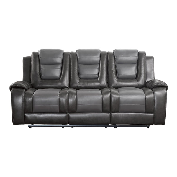 Homelegance Briscoe Reclining Leather Look Sofa 9470GY-3 IMAGE 1