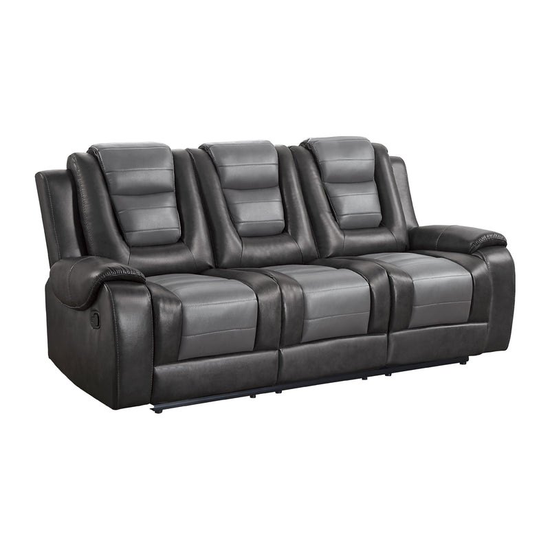 Homelegance Briscoe Reclining Leather Look Sofa 9470GY-3 IMAGE 2