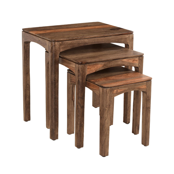Coast2Coast Thane 62446 Solid Wood 3 pc Nesting End Side Accent Tables with Arched Skirt IMAGE 1