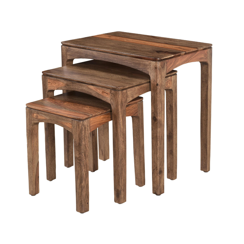 Coast2Coast Thane 62446 Solid Wood 3 pc Nesting End Side Accent Tables with Arched Skirt IMAGE 2