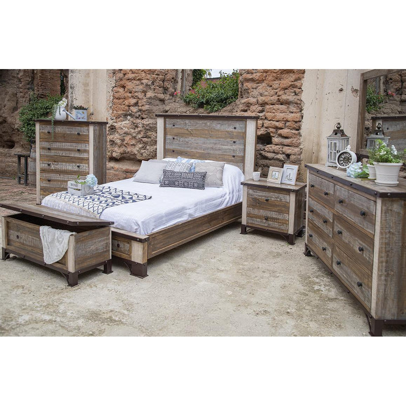 International Furniture Direct Antique Queen Panel Bed IFD966HDBD-Q/IFD966PLTFRM-Q IMAGE 2