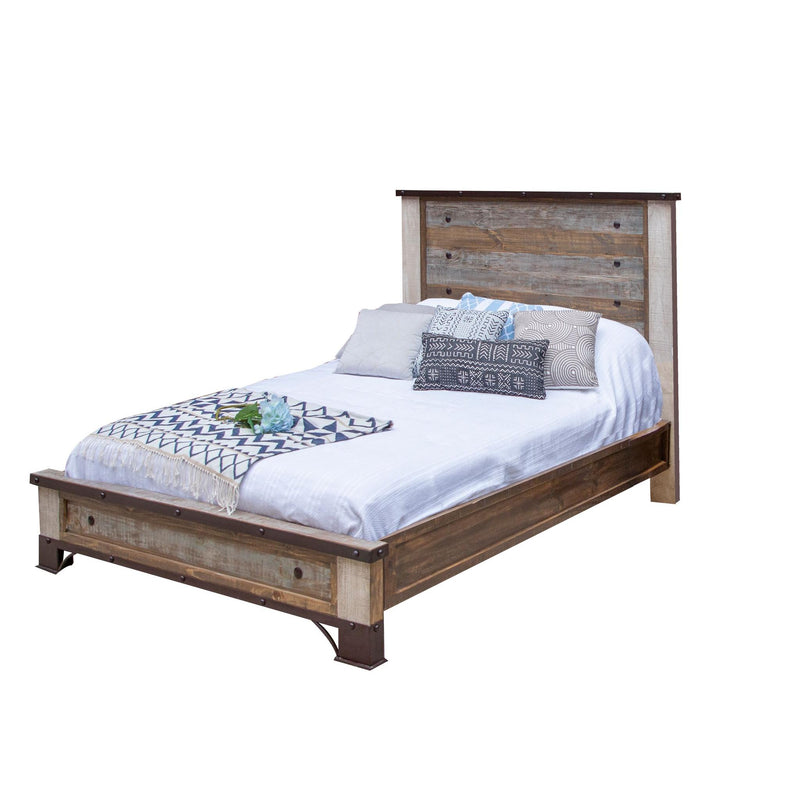 International Furniture Direct Antique King Panel Bed IFD966HDBD-EK/IFD966PLTFRM-EK IMAGE 1