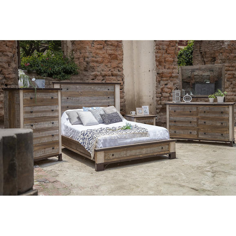 International Furniture Direct Antique King Panel Bed IFD966HDBD-EK/IFD966PLTFRM-EK IMAGE 3