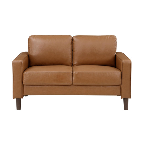 Homelegance Malcolm Stationary Leather Look Loveseat 9203BRW-2 IMAGE 1