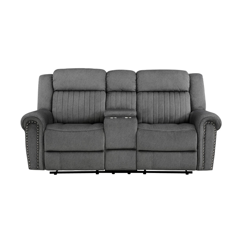 Homelegance Brennen Reclining Fabric Loveseat with Console 9204CC-2 IMAGE 1