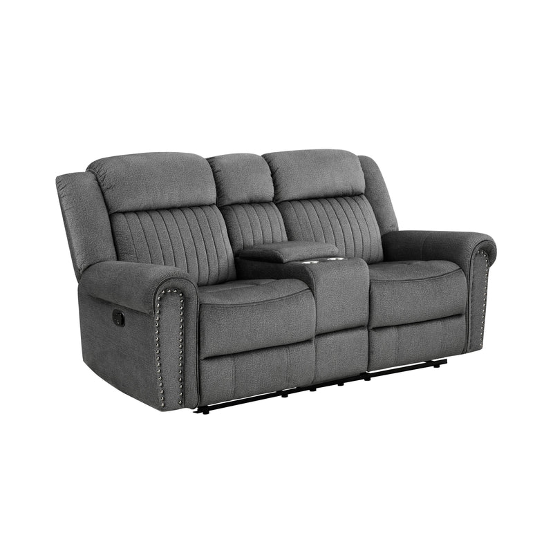 Homelegance Brennen Reclining Fabric Loveseat with Console 9204CC-2 IMAGE 2