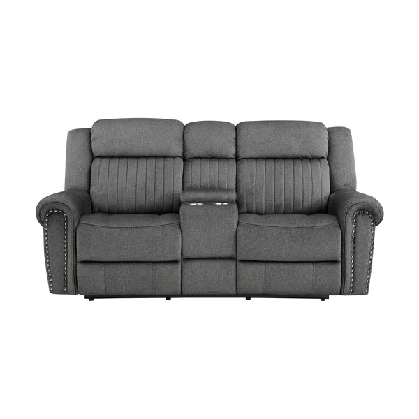 Homelegance Brennen Power Reclining Fabric Loveseat with Console 9204CC-2PW IMAGE 1