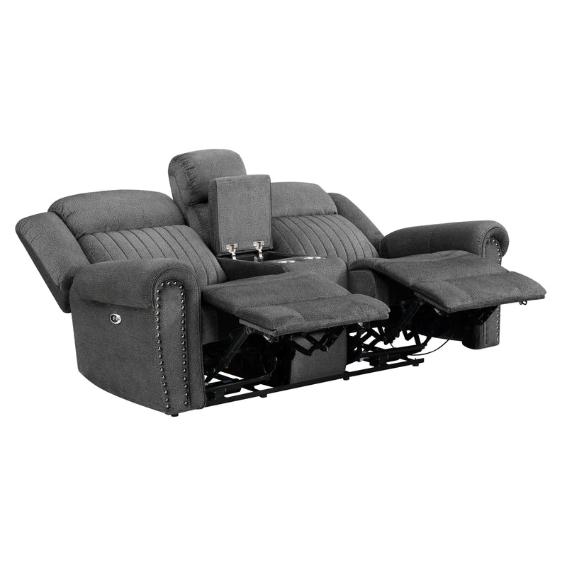 Homelegance Brennen Power Reclining Fabric Loveseat with Console 9204CC-2PW IMAGE 4