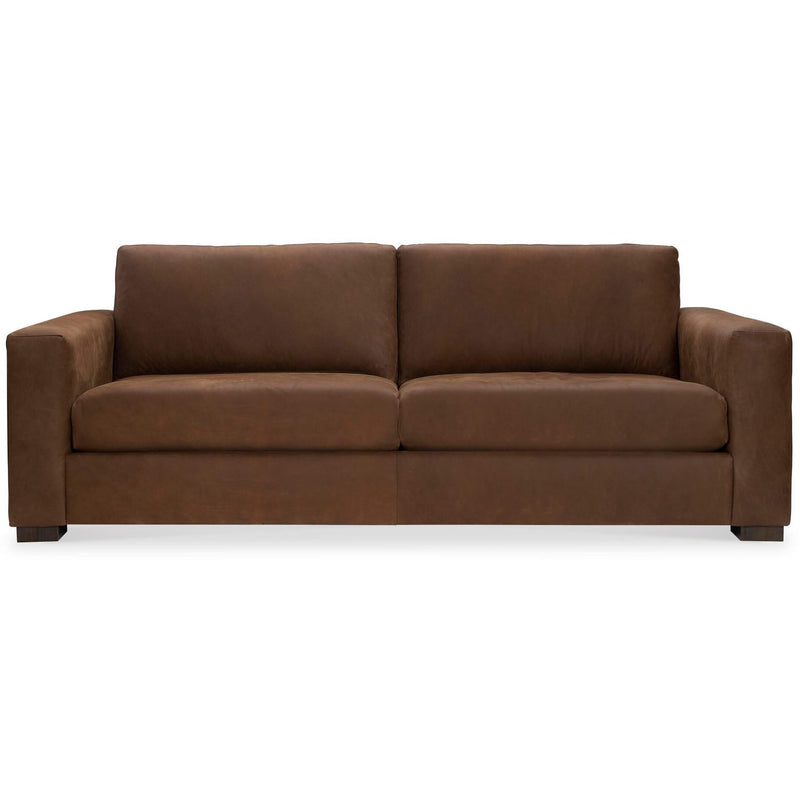 Bassett Weldon Stationary Leather Sofa 3129-62L 7232-8 IMAGE 2