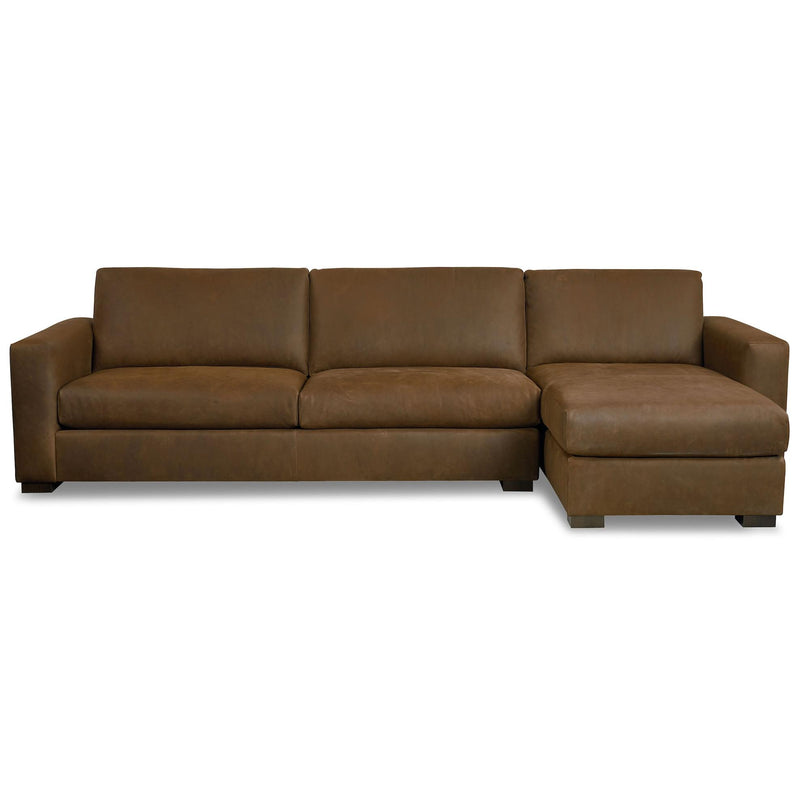 Bassett Weldon Leather 2 pc Sectional Weldon 3129-RCSECTL Leather Right Chaise Sectional - Brown IMAGE 1