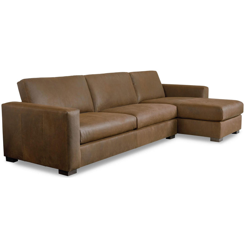 Bassett Weldon Leather 2 pc Sectional Weldon 3129-RCSECTL Leather Right Chaise Sectional - Brown IMAGE 2