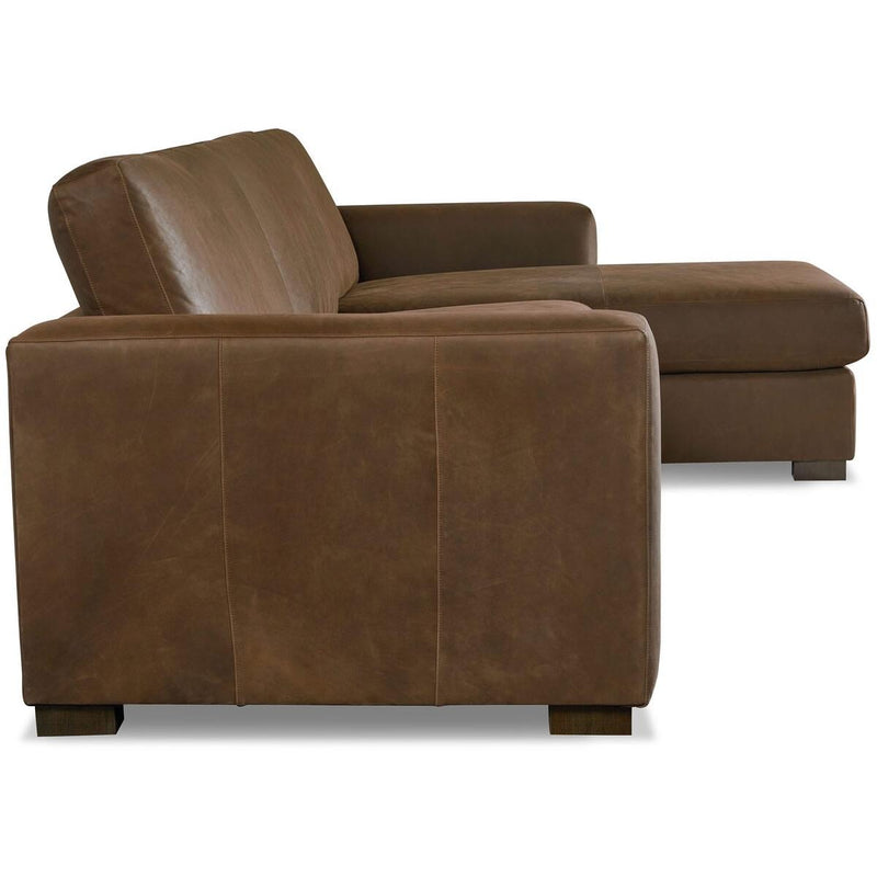 Bassett Weldon Leather 2 pc Sectional Weldon 3129-RCSECTL Leather Right Chaise Sectional - Brown IMAGE 3