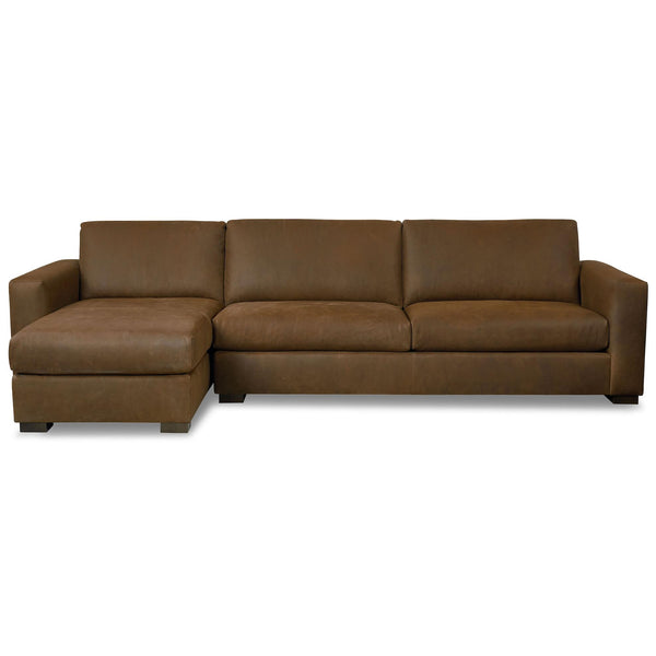 Bassett Weldon Leather 2 pc Sectional Weldon 3129-LCSECTL Leather Left Chaise Sectional - Brown IMAGE 1