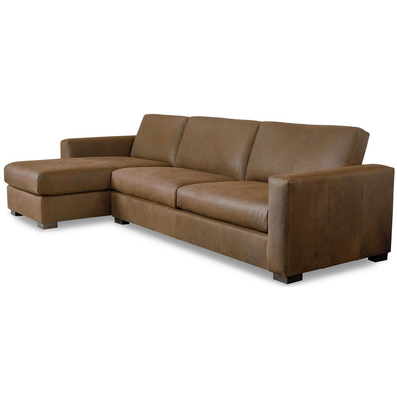 Bassett Weldon Leather 2 pc Sectional Weldon 3129-LCSECTL Leather Left Chaise Sectional - Brown IMAGE 2