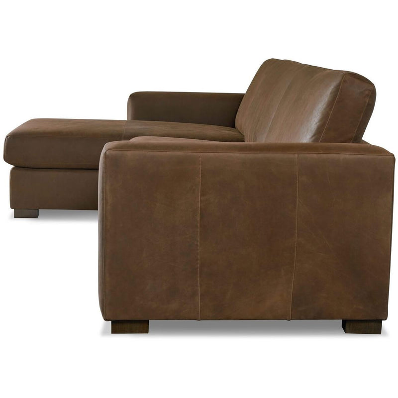 Bassett Weldon Leather 2 pc Sectional Weldon 3129-LCSECTL Leather Left Chaise Sectional - Brown IMAGE 3