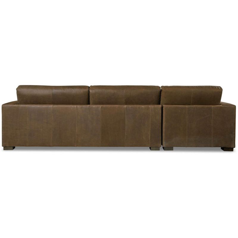 Bassett Weldon Leather 2 pc Sectional Weldon 3129-LCSECTL Leather Left Chaise Sectional - Brown IMAGE 4