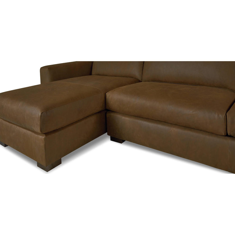 Bassett Weldon Leather 2 pc Sectional Weldon 3129-LCSECTL Leather Left Chaise Sectional - Brown IMAGE 6