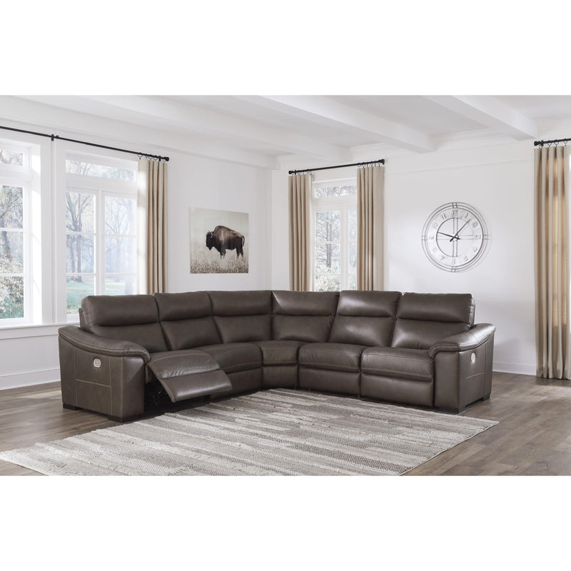 Signature Design by Ashley Salvatore Power Reclining Leather 5 pc Sectional U2630158/U2630146/U2630177/U2630146/U2630162 IMAGE 2