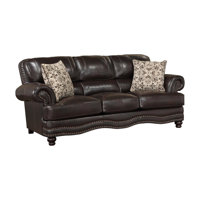 Homelegance Milford Stationary Leather Look Sofa 9268BRW-3 IMAGE 2