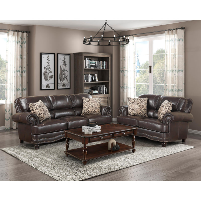 Homelegance Milford Stationary Leather Look Sofa 9268BRW-3 IMAGE 4