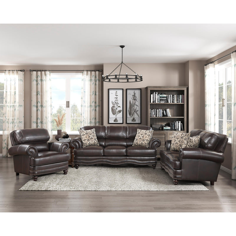 Homelegance Milford Stationary Leather Look Sofa 9268BRW-3 IMAGE 5