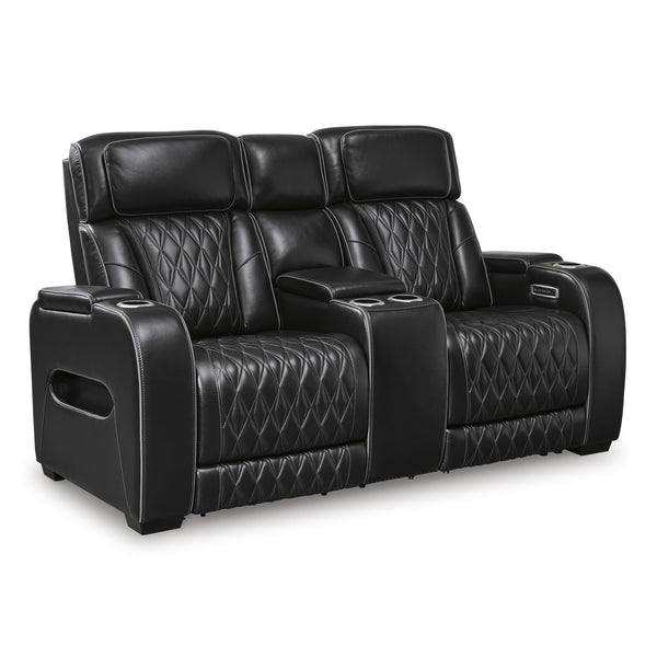 Signature Design by Ashley Boyington Power Reclining Leather Match Loveseat U2710618 IMAGE 1