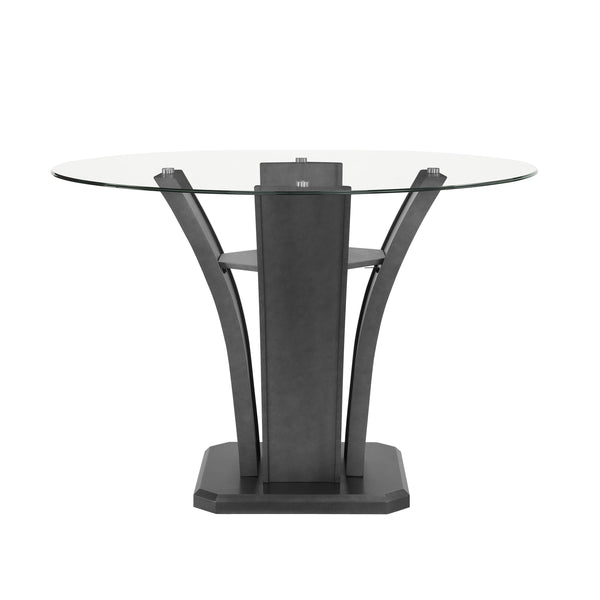 Crown Mark Round Camelia Counter Height Dining Table with glass top and pedestal base 1716DVT-54-BSL/1716DVT-54RD-GL IMAGE 1