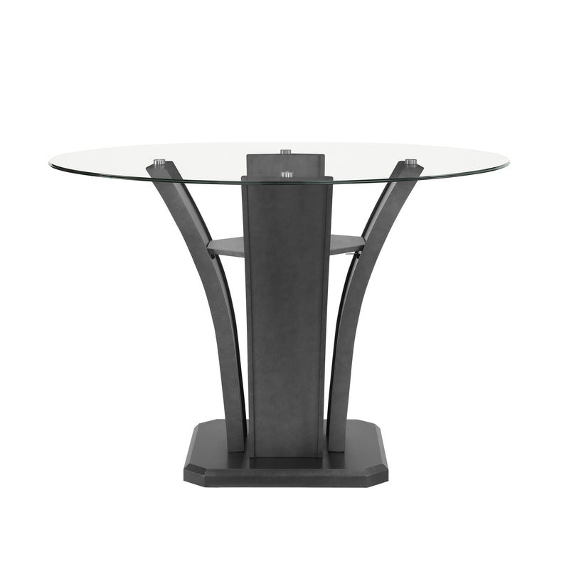 Crown Mark Round Camelia Counter Height Dining Table with glass top and pedestal base 1716DVT-54-BSL/1716DVT-54RD-GL IMAGE 1